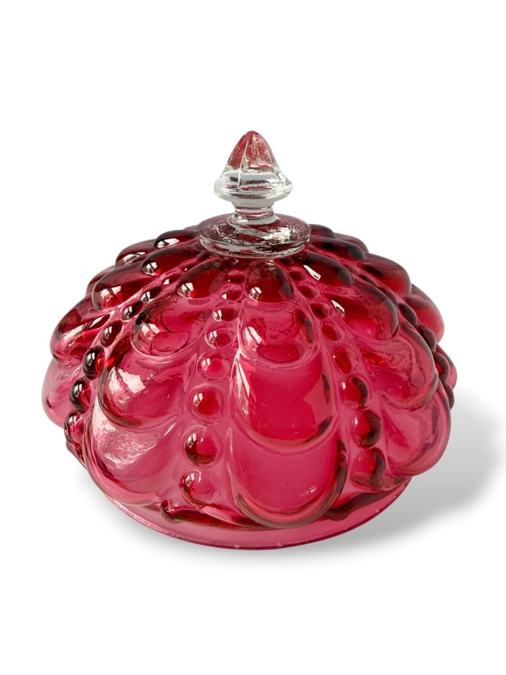 Vintage Fostoria Shade & Lamp Co Ruby Guttate Glass Butter Dish Lid Only !